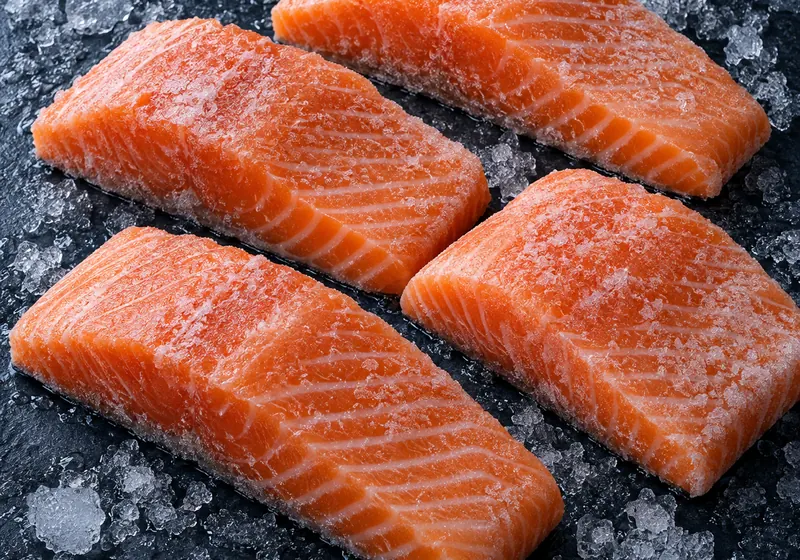 Porciones de salmón congeladas sin piel